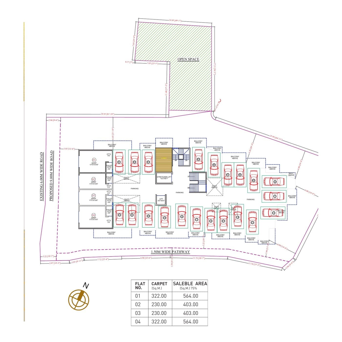 Royal Paradise — Ground floor · four shops, parking and lobby