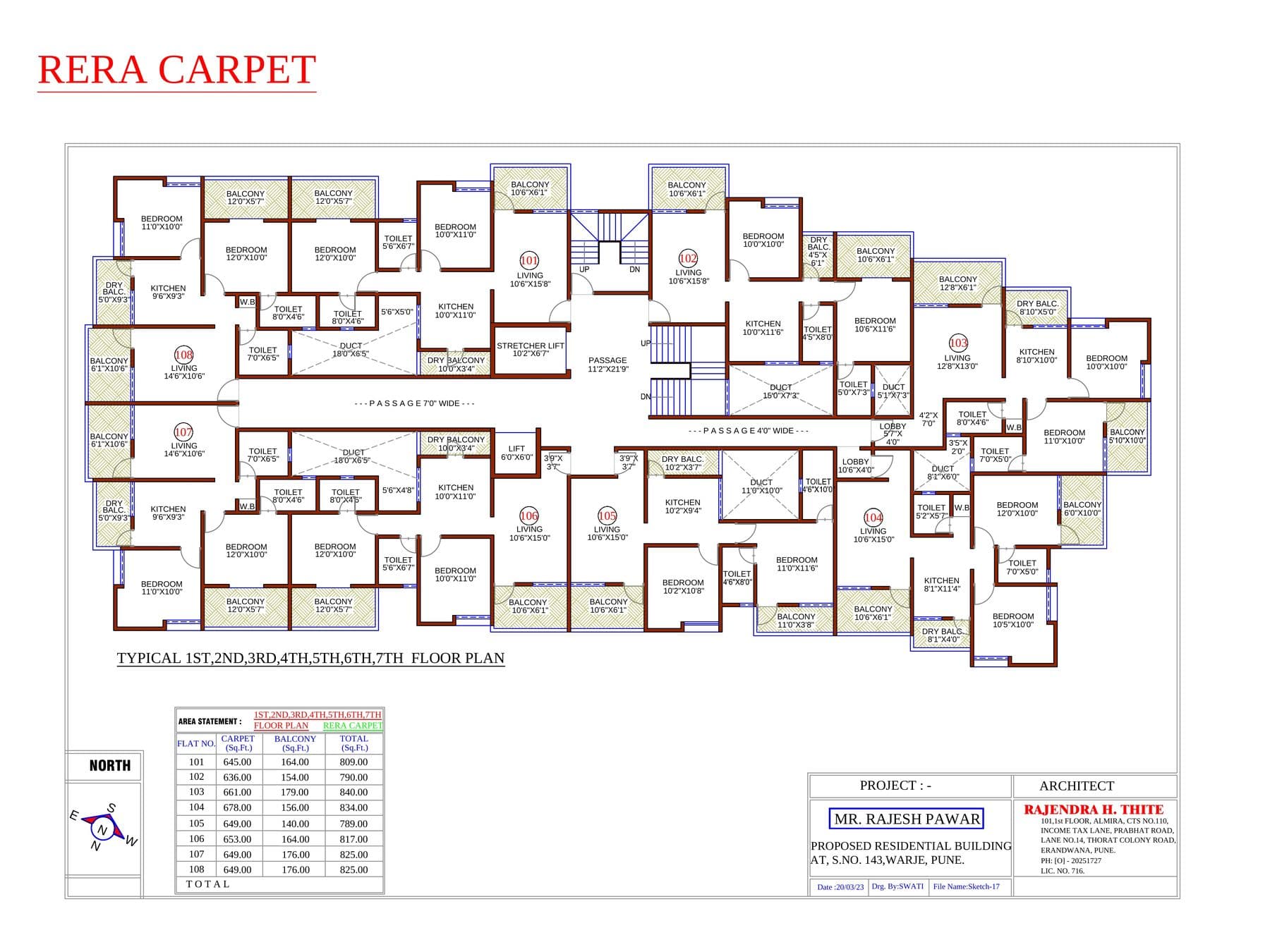 Royal Paradise — Typical floor, 1st–7th · Ar. Rajendra H. Thite
