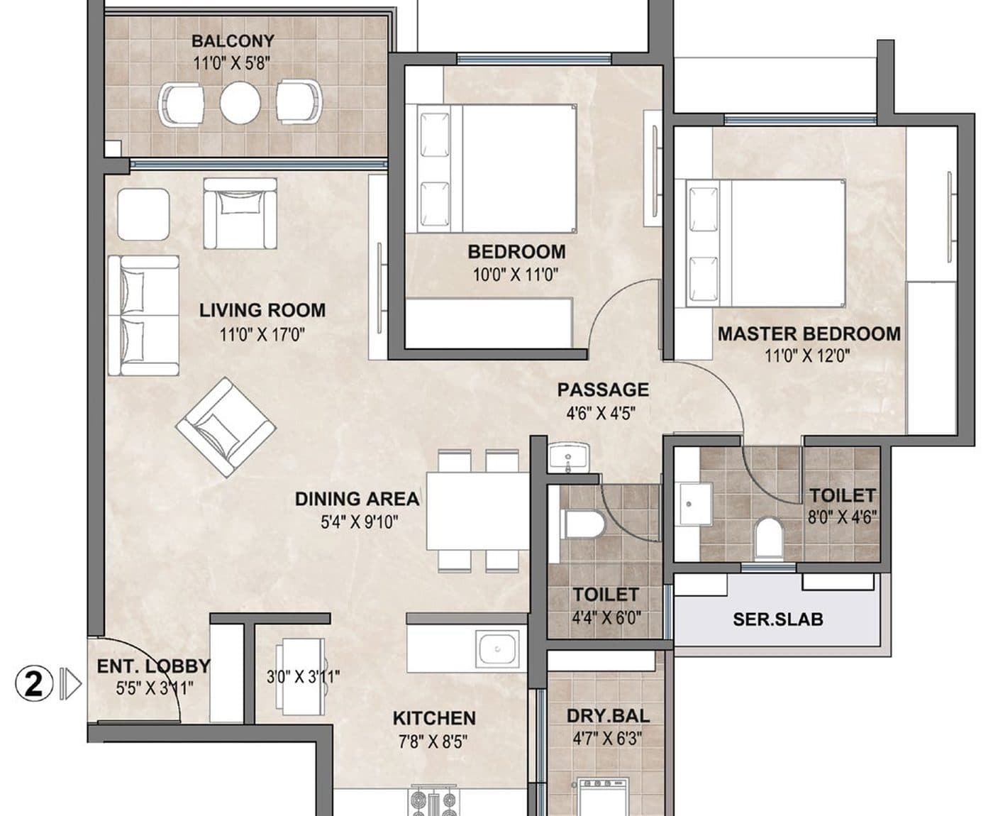Treasure Troves — 2 RHK Luxe floor plan · 718 ft² RERA carpet