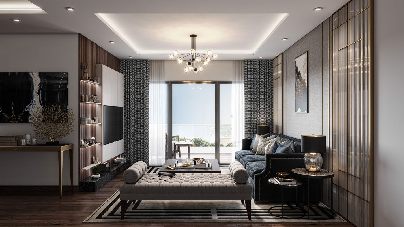Living space in a Treasure Troves apartment, Wakad — artist's impression