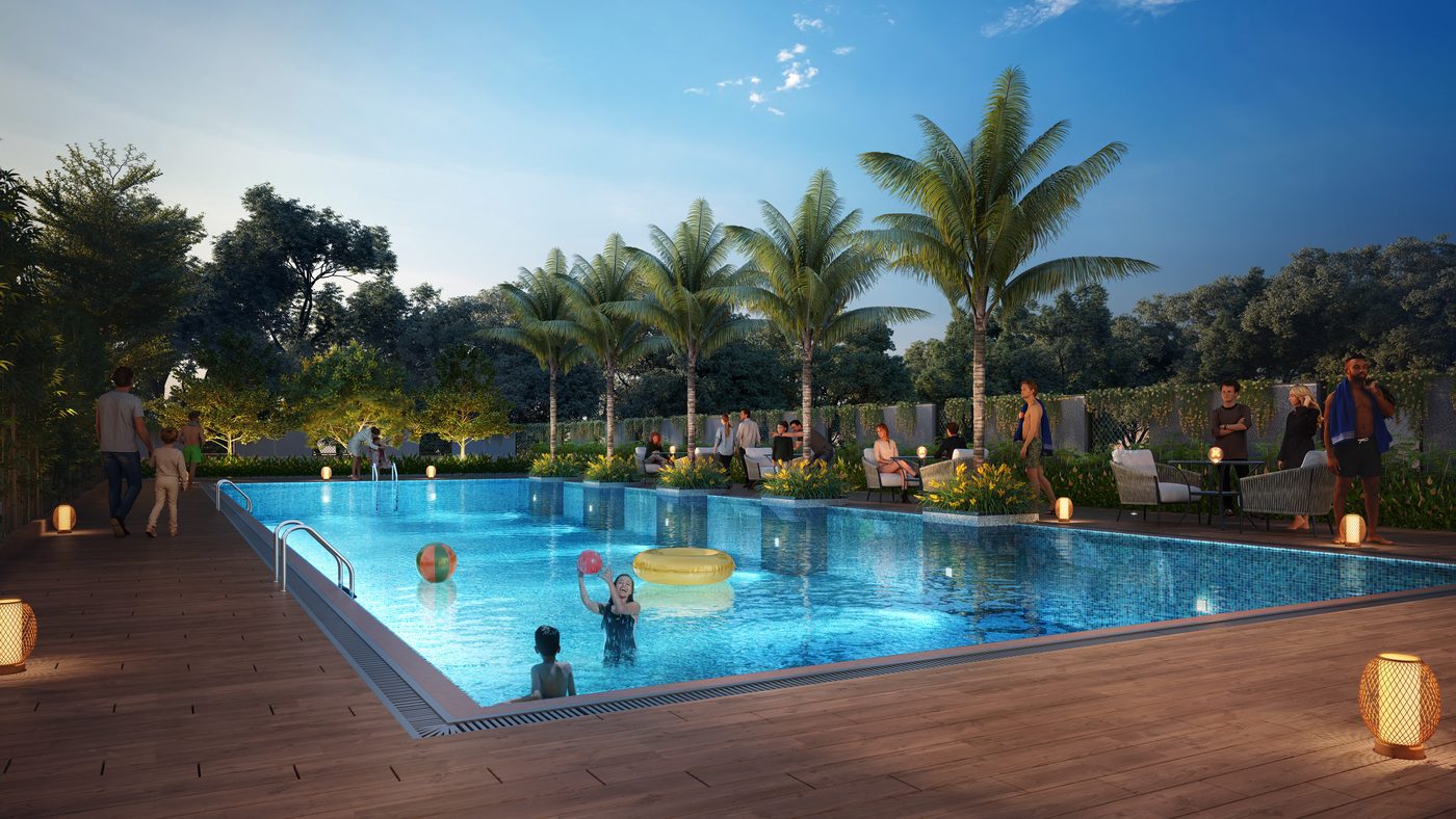 Swimming pool level at Treasure Troves, Wakad — artist's impression